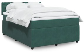 vidaXL Κρεβάτι Boxspring με Στρώμα Σκούρο Πράσινο 160x200εκ. Βελούδινο