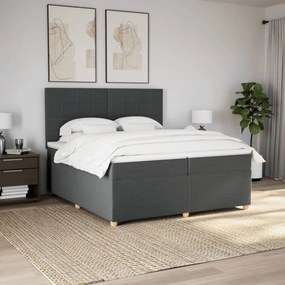 vidaXL Κρεβάτι Boxspring με Στρώμα Σκούρο Γκρι 200x200 εκ. Υφασμάτινο