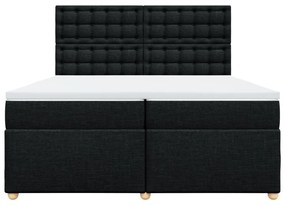 vidaXL Κρεβάτι Boxspring με Στρώμα Μαύρο 200x200 εκ. Υφασμάτινο