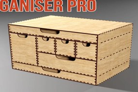 Intra απο ξύλο plywood  Χρώμα wenge 3mm-4mm πάχος - Desk Organizer 7 Κουτιά αποθήκευσης συρταριών Δίασταση 48x1 cm INTRAFABR-97783237