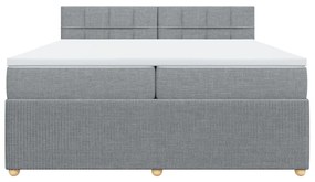 Κρεβάτι Boxspring με Στρώμα Ανοιχτό Γκρι 200x200 εκ. Υφασμάτινο - Γκρι