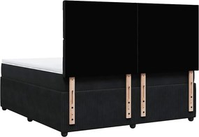 vidaXL Κρεβάτι Boxspring με Στρώμα Μαύρο 180x200 εκ. Βελούδινο