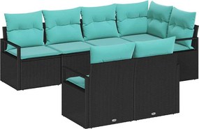 vidaXL Σετ Καναπέ 7 pcs Μαύρο συνθετικό ρατάν