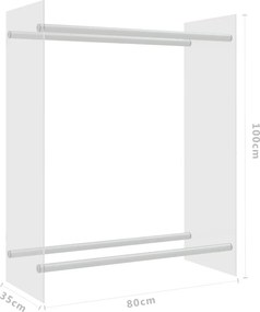 vidaXL Ράφι Καυσόξυλων Διαφανές 80 x 35 x 100 εκ. από Ψημένο Γυαλί