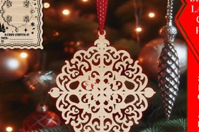 Σετ των 3 Intra απο ξύλο plywood 3mm-4mm πάχος Χριστουγεννιάτικο στολίδι με κάρτα C Δίασταση 8x8 cm INTRAFABR-107931206