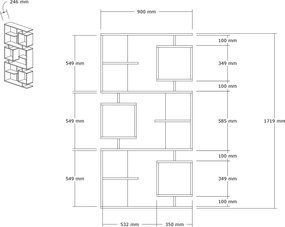 Βιβλιοθήκη Πεύκο Atlantic / Ανθρακί ICARDI 90x24,6x171,9