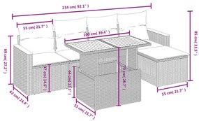vidaXL Σετ Καναπέ Κήπου 6 τεμ. Μπεζ Συνθετικό Ρατάν με Μαξιλάρια