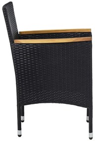 vidaXL Καρέκλες Τραπεζαρίας Κήπου 2 τεμ. Μαύρες από Συνθετικό Ρατάν
