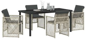 vidaXL Σέτ φαγητού για κήπο 5 pcs Ανοιχτό γκρι συνθετικό ρατάν