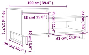 Τραπεζάκι Σαλονιού Sonoma Δρυς 100x50x45 εκ. Επεξεργασμένο Ξύλο - Καφέ