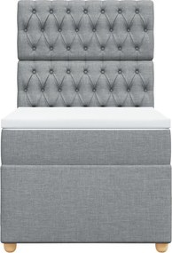vidaXL Κρεβάτι Boxspring με Στρώμα Ανοιχτό Γκρι 90x190 εκ. Υφασμάτινο