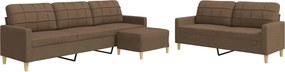 vidaXL Σετ καναπέδων 3 τεμαχίων με υποπόδιο καφέ ύφασμα