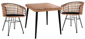 ΣΕΤ 3ΤΜΧ ALLEGRA WICKER ΜΕ ΤΡΑΠΕΖΙ 80X80Χ78Υ ΜΠΕΖ & ΜΑΥΡΟ ΧΡΩΜΑ HM10481