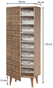 Παπουτσοθήκη - Ντουλάπι Soho Megapap χρώμα sonoma 50x38x135εκ.