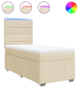 Κρεβάτι Boxspring με Στρώμα Κρεμ 100 x 200 εκ. Υφασμάτινο - Κρεμ