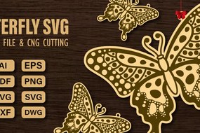 Σετ των 2 Intra απο ξύλο plywood 3mm-4mm πάχος πεταλούδας και κοπής CNC Δίασταση 20x30 cm INTRAFABR-98678664