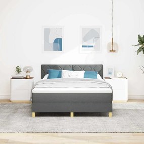 vidaXL LED Κρεβάτι με βάθρο Σκούρο Γκρι 140 x 190 cm ύφασμα