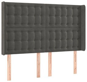 Κεφαλάρι με Πτερύγια Σκούρο Γκρι 147x16x118/128εκ.Βελούδινο - Γκρι