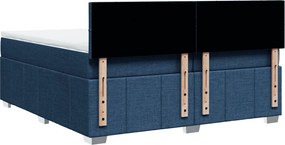 vidaXL Κρεβάτι Boxspring με Στρώμα Μπλε 200x200 εκ. Υφασμάτινο