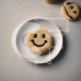 Intra Συλλεκτικό Ξύλινο Παζλ Plywood  4mm - Μπισκότα Smiley Face σε λευκό πιάτο Σε Ξύλινο Κουτί - Διαστάσεις: 10x10 cm – 25 κομμάτια