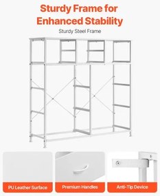 VEVOR 10 Drawer Dresser Fabric Storage Drawers Fabric Bins &amp; Steel Frame White
