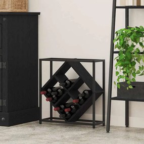 vidaXL Ράφι Κρασιού 16 μπουκάλια Επεξεργασμένο Ξύλο Μαύρη Οξυά