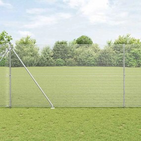 vidaXL Φράχτης με Στήλες. Ασημί 1.5 x 10 m Ατσάλι