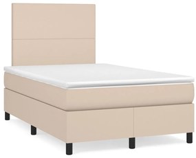 vidaXL Κρεβάτι Boxspring με Στρώμα Καπουτσίνο 120x190εκ.από Συνθ.Δέρμα