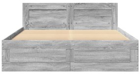 vidaXL Πλαίσιο Κρεβατιού με Κεφαλάρι Γκρι Sonoma 140x200εκ. Επεξ. Ξύλο