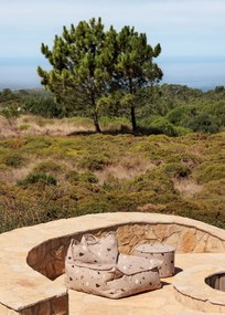 Terrazzo Πουφ Υφασμα Μπουκλε / Σενιλ Μπεζ