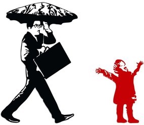 Διακοσμητικό Τοίχου Banksy (Σετ 2Τμχ) 891TNL3590 56x88/36x48cm Black-Red Wallity Μέταλλο