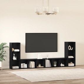 vidaXL Ντουλάπι TV με ράφι με αποθήκευση 4 pcs Μαύρη Δρυς 37 x 35 x 107.5 εκ.