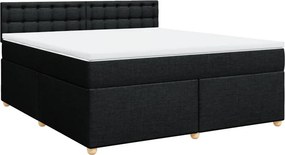 vidaXL Κρεβάτι Boxspring με Στρώμα Μαύρο 180x200 εκ. Υφασμάτινο