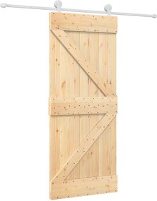 vidaXL Συρόμενη Πόρτα Φυσικό και Λευκό 85 x 210 cm