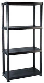 vidaXL Ραφιέρα Αποθήκευσης 4 Επιπέδων Μαύρη 61x30,5x130 εκ. Πλαστική