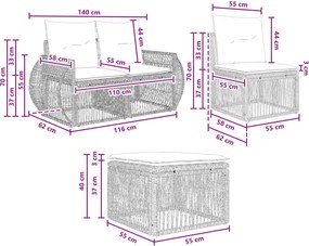 vidaXL Σετ Καναπέ Κήπου 4 pcs Μπεζ και Κρέμ συνθετικό ρατάν