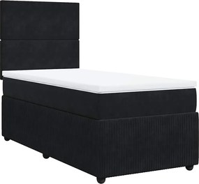 vidaXL Κρεβάτι Boxspring με Στρώμα Μαύρο 100x200 εκ. Βελούδινο