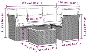 Σετ Καναπέ Κήπου 5 Τεμαχίων Μαύρο Συνθετικό Ρατάν με Μαξιλάρια - Μαύρο