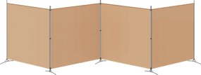 vidaXL 4-Πίνακας Διαχωριστικός Μπεζ 698 x 180 cm Ύφασμα