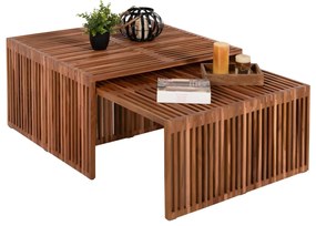 Τραπεζάκι σαλονιού NYA C9546 Σετ 2 τμχ Ξύλο TEAK σε Φυσικό 86x79x46Yεκ. 86x79x46 εκ.