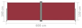 Σκίαστρο Πλαϊνό Πτυσσόμενο Κόκκινο 160 x 600 εκ. - Κόκκινο