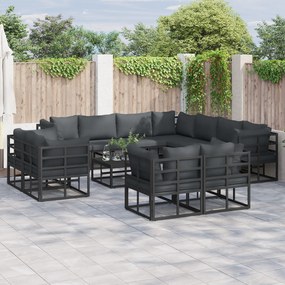vidaXL Σετ Καναπέ Κήπου 12 pcs Μαύρο 70 x 70 x 32 εκ Αλουμίνιο