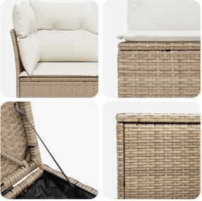 vidaXL Σετ Καναπέ 5 τμχ. Μπεζ και Κρέμ Πολυ-ρακί και Χάλυβας
