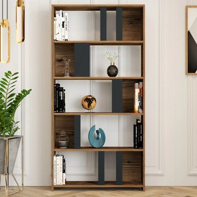 Βιβλιοθήκη Καρυδί / Ανθρακί FLIFLOR 90x20x180
