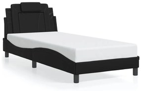 vidaXL Πλαίσιο Κρεβατιού με LED Μαύρο 90 x 200 εκ. Συνθετικό Δέρμα