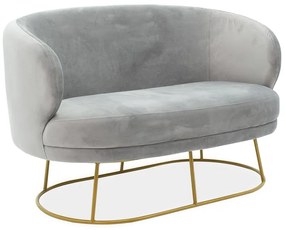 Καναπές 2θέσιος Gloria pakoworld βελούδο γκρι-χρυσό 132x82x83εκ