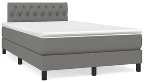 Κρεβάτι Boxspring με Στρώμα Σκούρο Γκρι 120x190 εκ Υφασμάτινο