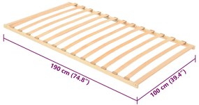 vidaXL Βάση κρεβατιού με λάμες Καφέ 100 x 190 cm Στερεό Ξύλο Μηλιάς