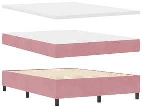 vidaXL Κρεβάτι με ελατήρια με κεφαλάρι Ροζ 140 x 200 cm Βελούδο