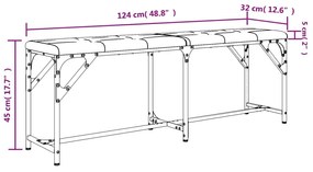 Πάγκος Τραπεζαρίας Σκούρο Γκρι 124x32x45 εκ. Ατσάλι / Ύφασμα - Γκρι